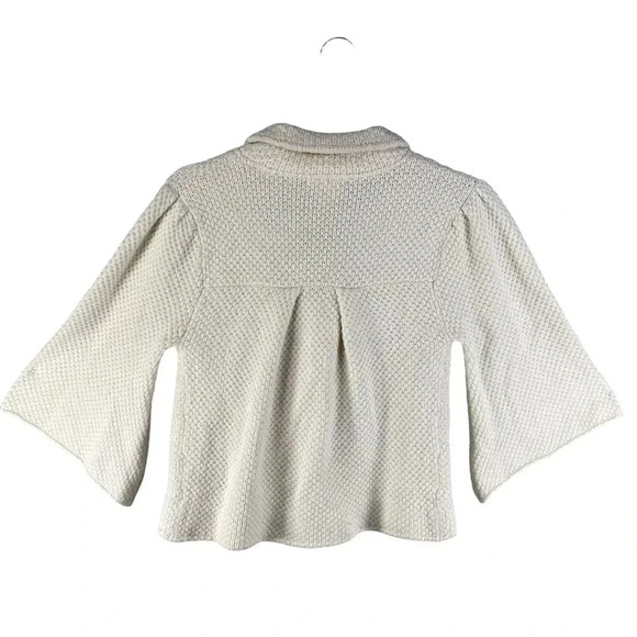 Gracie Women S Knit Cream Cropped Sweater 3/4 Sleeves Wool Cashmere Blend Jacket - Picture 2 of 15